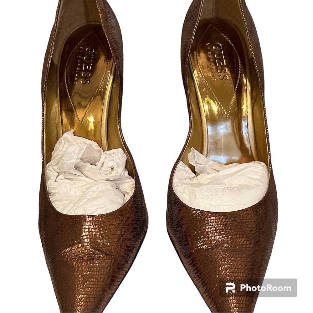 Guess by Marciano Bronze Metallic Leather Stilettos Size 8.5 - Picture 3 of 13
